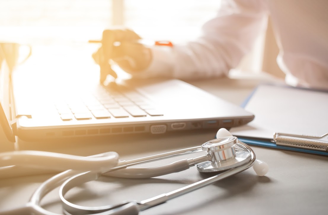 computer with stethoscope